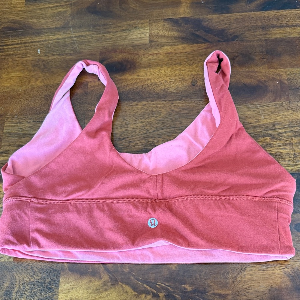 lululemon athletica Coral and Pink reversible Like a cloud size 12 b/cSports Bra